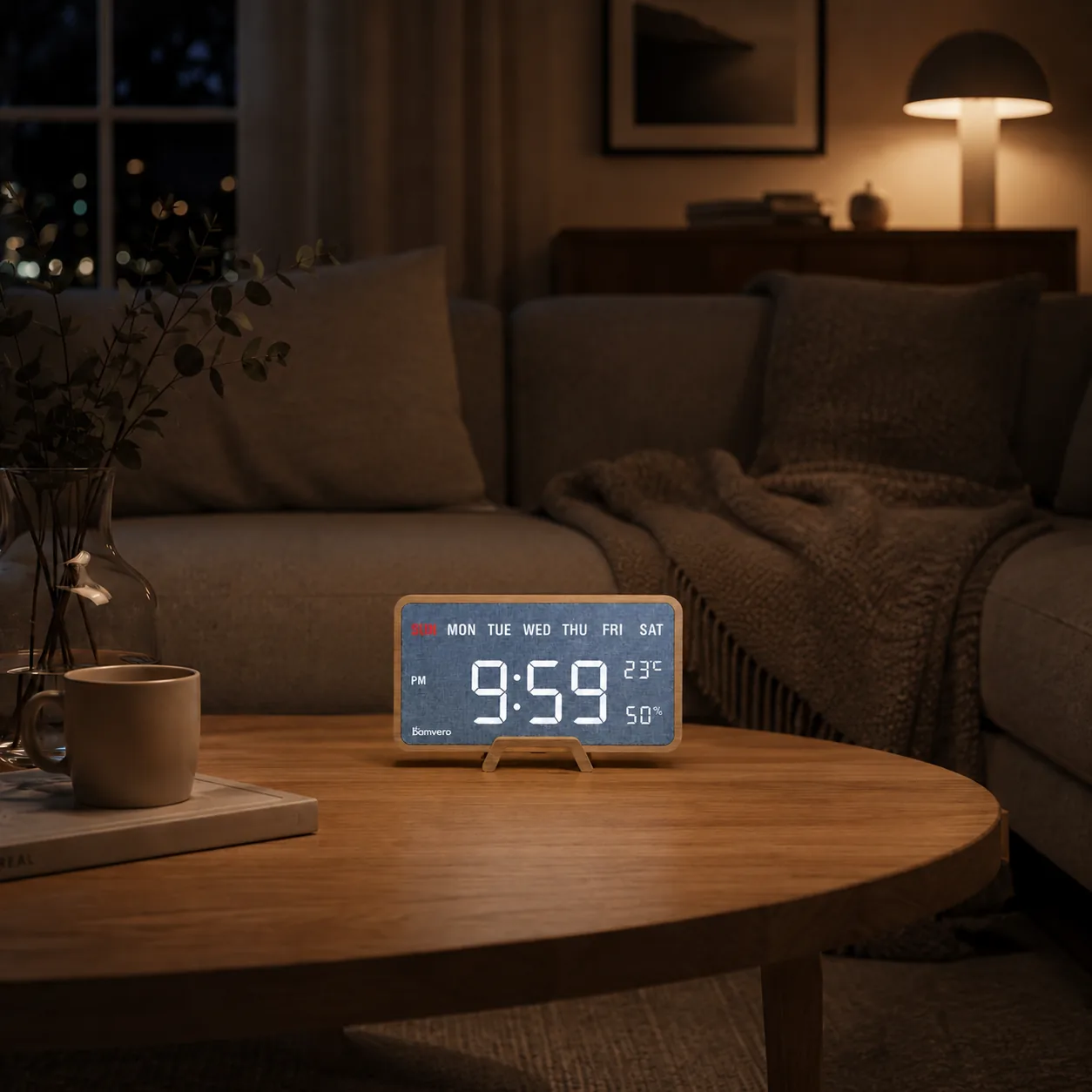 Custom Bamboo Fabric Digital Clock for Bulk Order