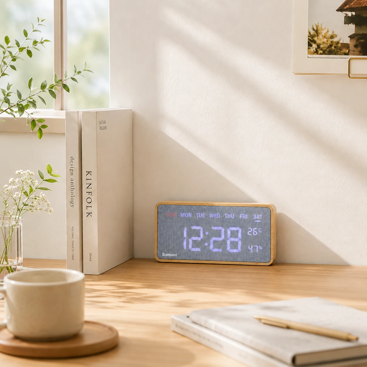 Wholesale bamboo digital clock for custom OEM supplier programs
