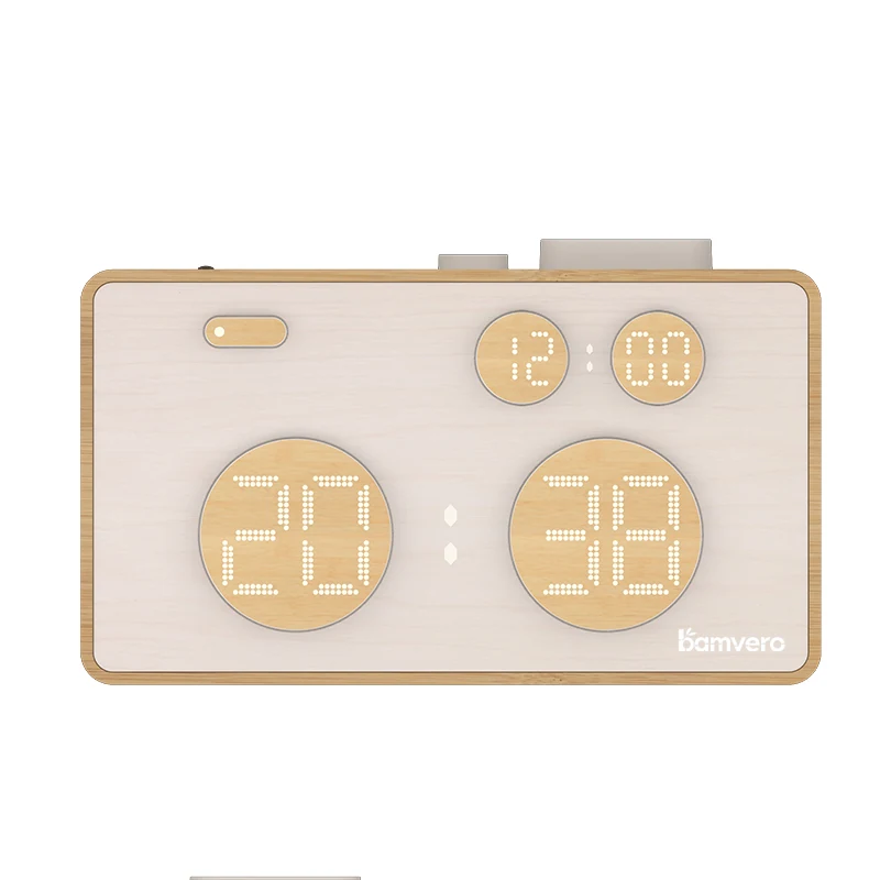 1916 Bamboo Push-Button Alarm Clock product view for B2B sourcing