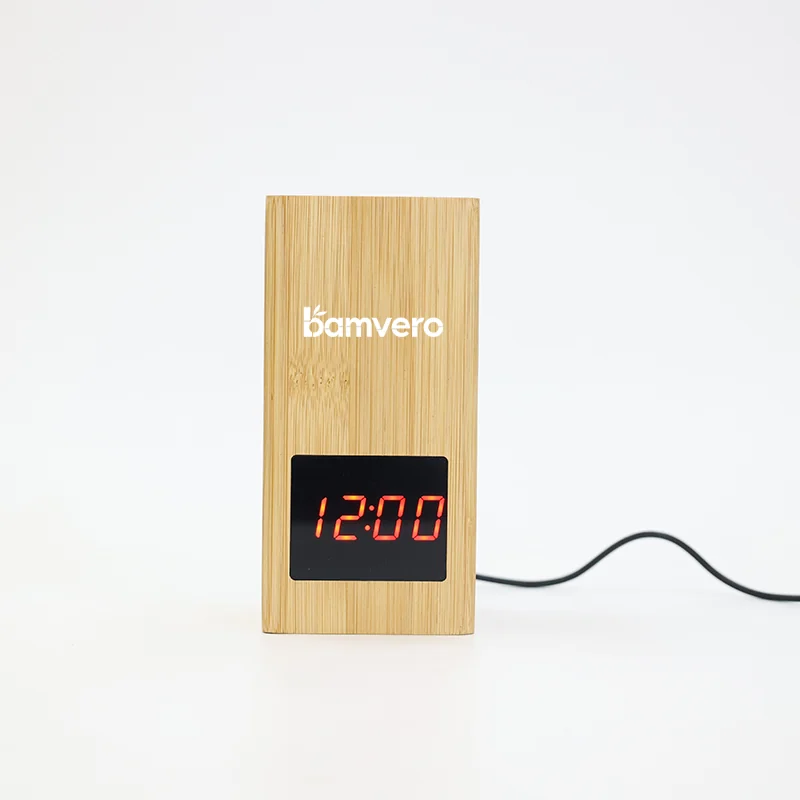 2020S Bamboo Vertical Pen Holder Clock product view for B2B sourcing