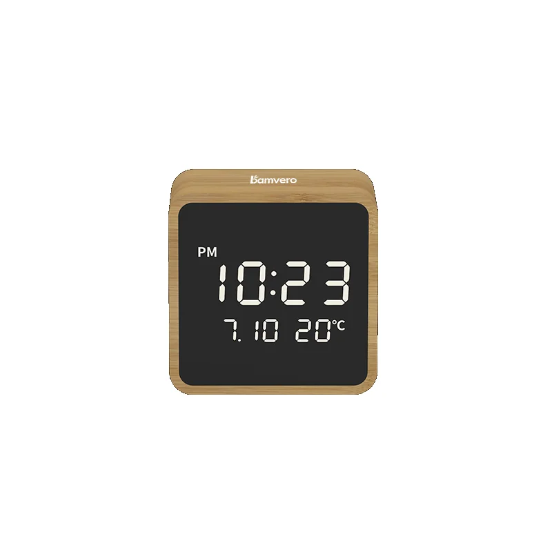 Compact bamboo clock for gift packaging