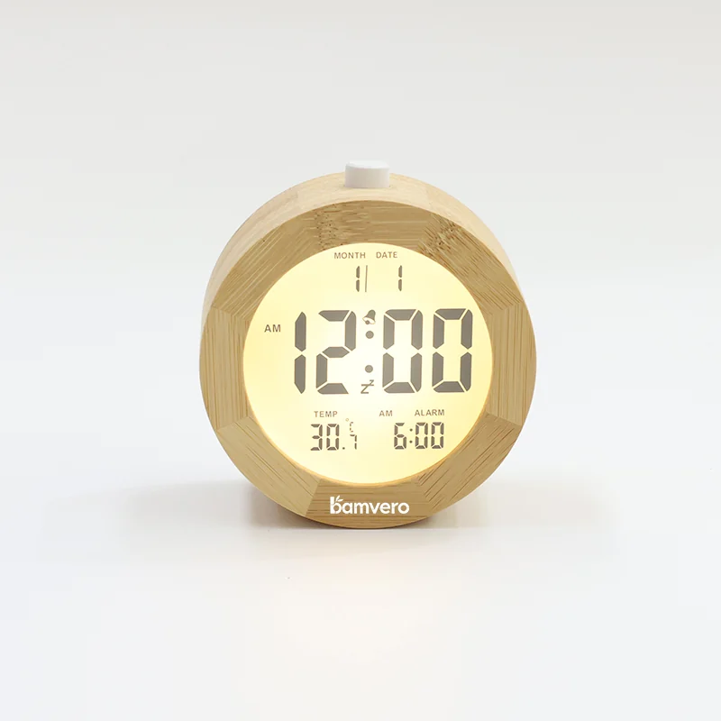 2106 Bamboo LCD Temperature Clock product view for B2B sourcing
