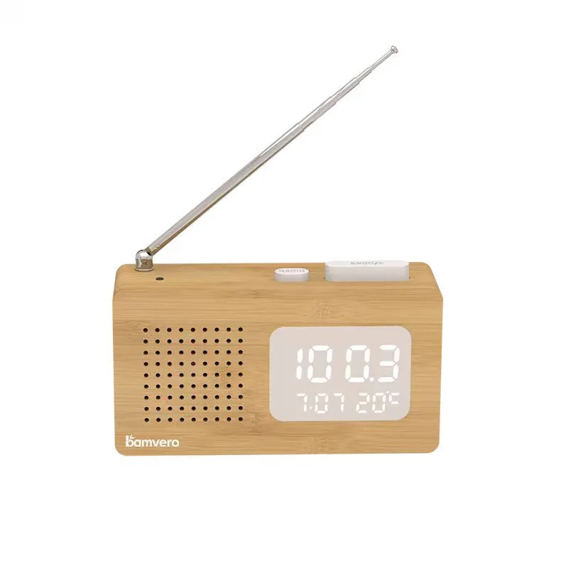 2605 Compact Bamboo Radio Alarm Clock product view 2