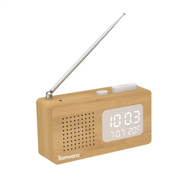 2605 Compact Bamboo Radio Alarm Clock product view 3