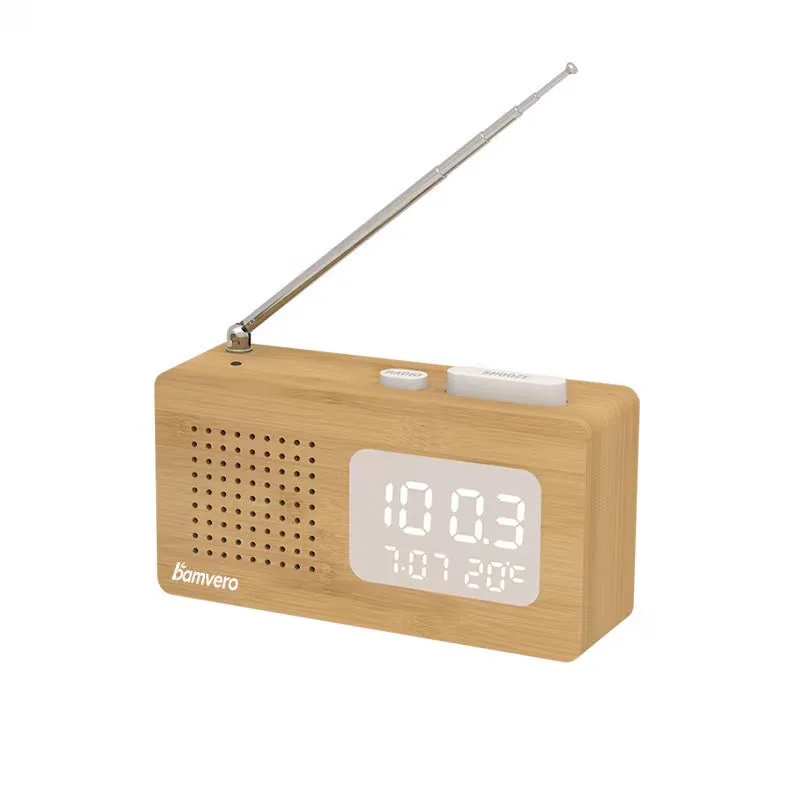 2605 Compact Bamboo Radio Alarm Clock product view 4