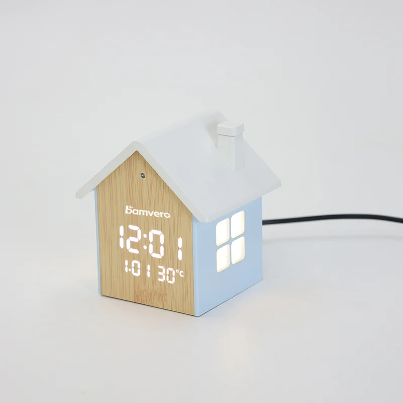 3012F Bamboo House Temperature Clock product view for B2B sourcing