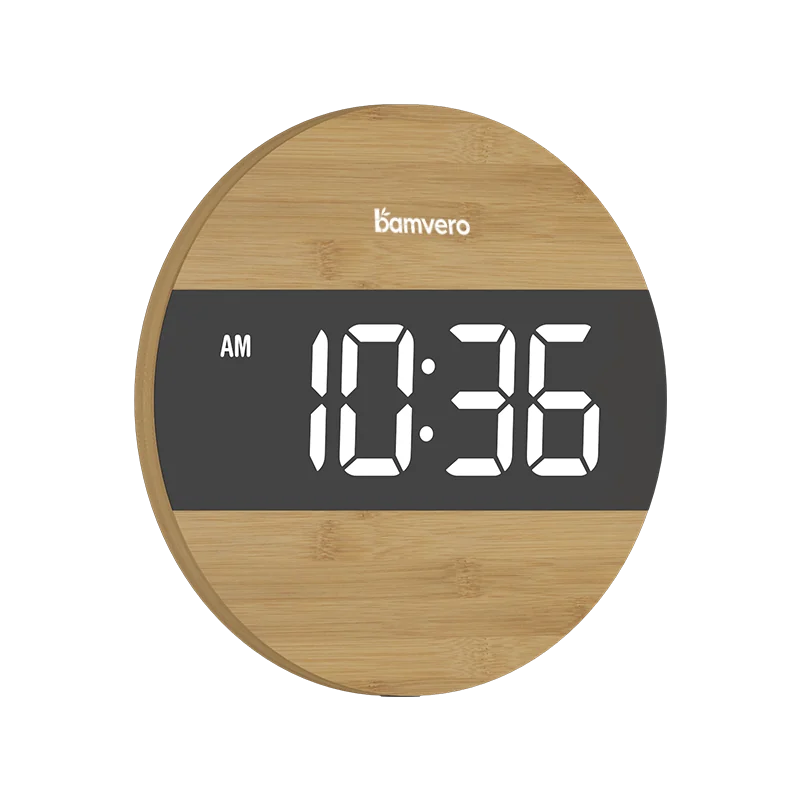 G218D Bamboo Round LED Wall Clock product view for B2B sourcing