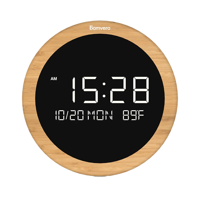 G292B Bamboo Round LED Wall Clock product view for B2B sourcing
