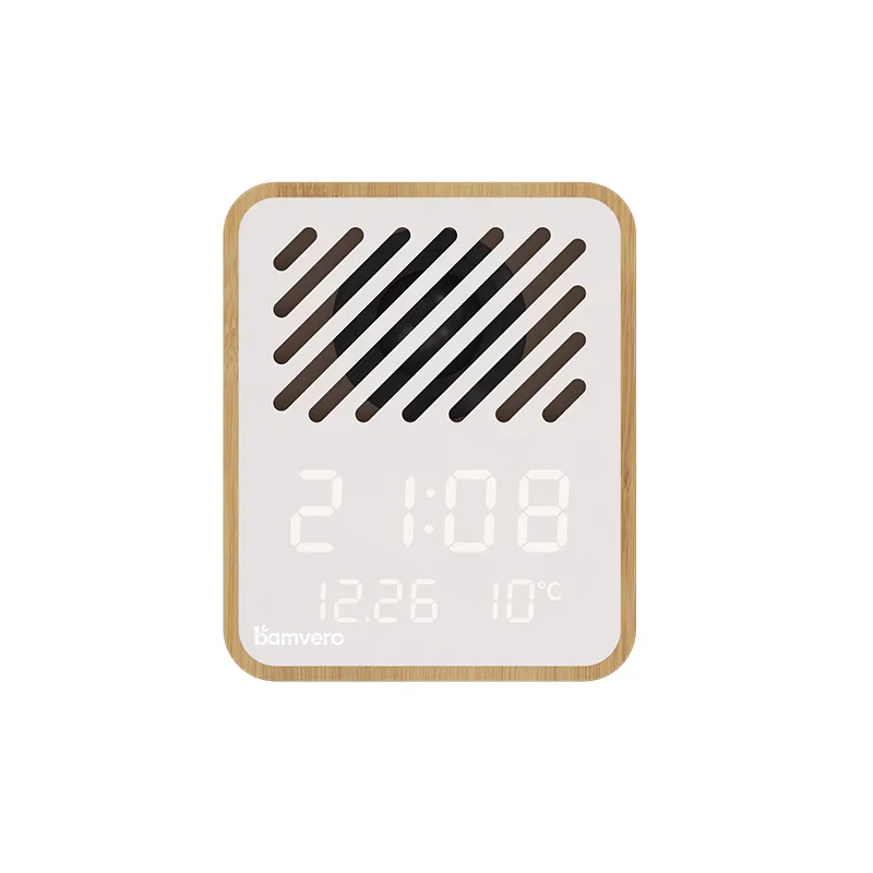 Y130-1 Bamboo Bluetooth Speaker Alarm Clock product view for B2B sourcing