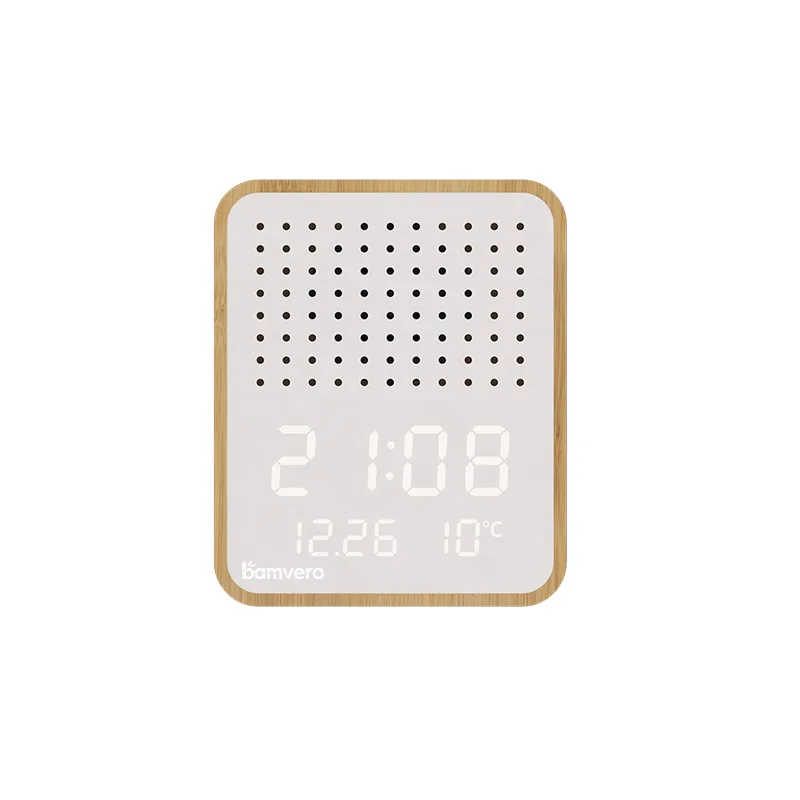 Y130-2 Bamboo Bluetooth Speaker Alarm Clock product view for B2B sourcing