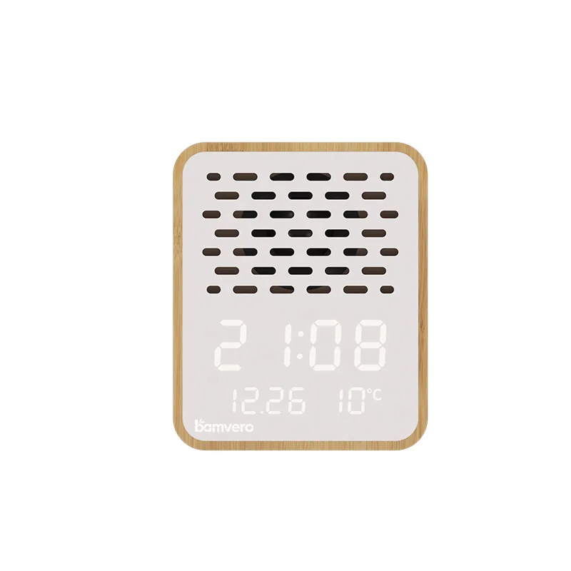 Y130-3 Bamboo Bluetooth Speaker Alarm Clock product view for B2B sourcing